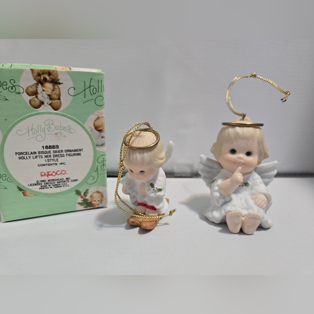 Vintage Morehead Holly Babes Ornament Angels